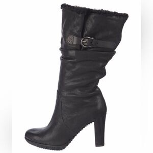 Henry Beguelin Black Leather Fur Lined High Heel Boots - Womens Size 38 / 8